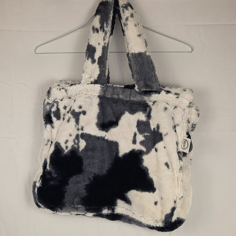 Aspyn Grove Minky Cow Print Faux Fur Tote Bag – Extra Roomy Plush Shoulder Bag